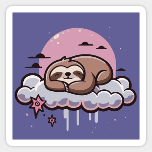 Sleeping Sloth, Pastel Night Clouds Surreal Design Sticker